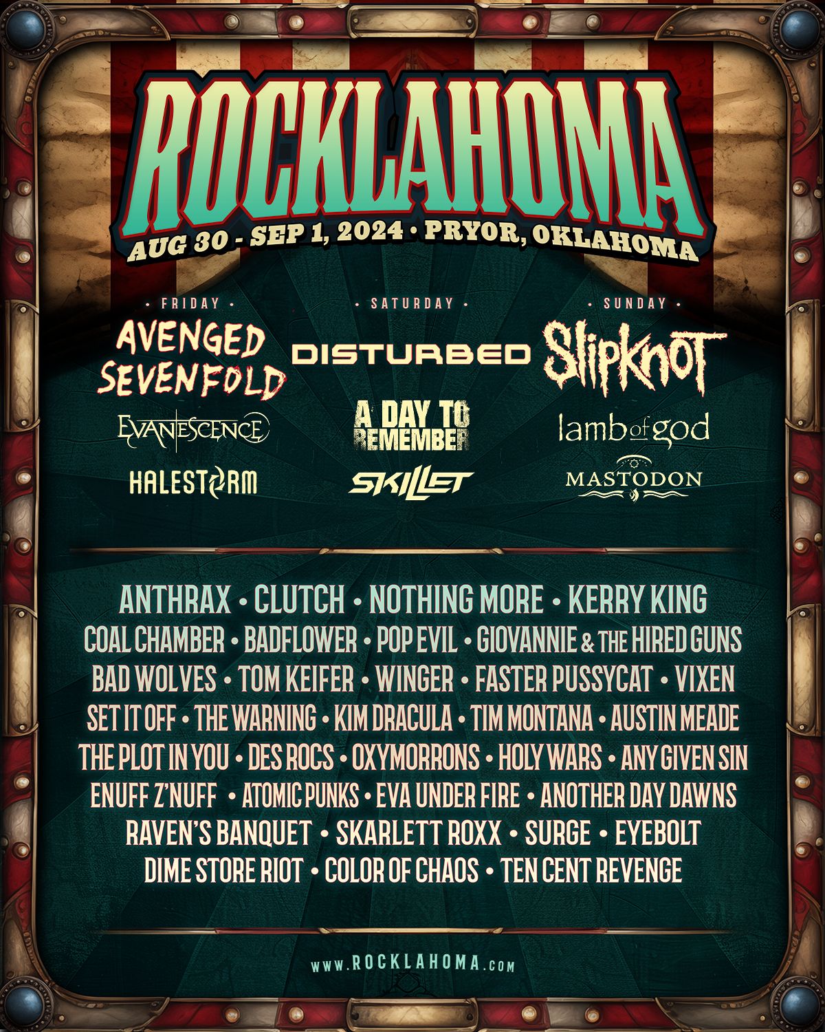 La band si esibirà al prossimo Rocklahoma festival Avenged Sevenfold